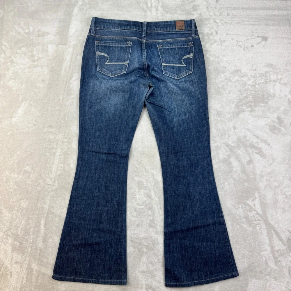 American Eagle Real Flare Jeans Womens 4 Blue Low‎ Rise Wide Leg Y2K Boho
